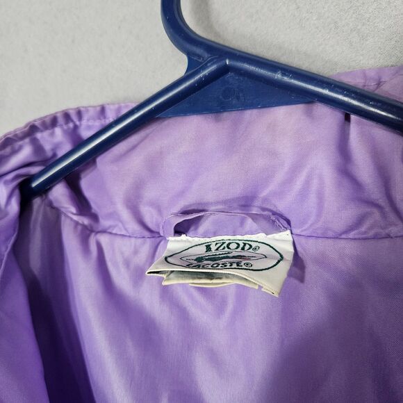 Vintage 80s Lacoste Izod Purple Windbreaker with Hidden Hood Full Zip Medium - Picture 5 of 9
